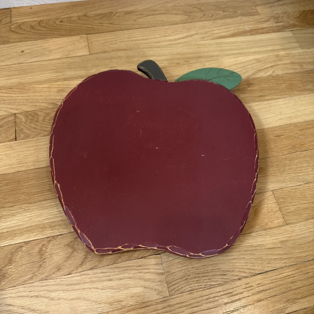 Y2K Wooden Apple Lazy Susan Classroom Decor Tray Distressed Farmhouse Decor